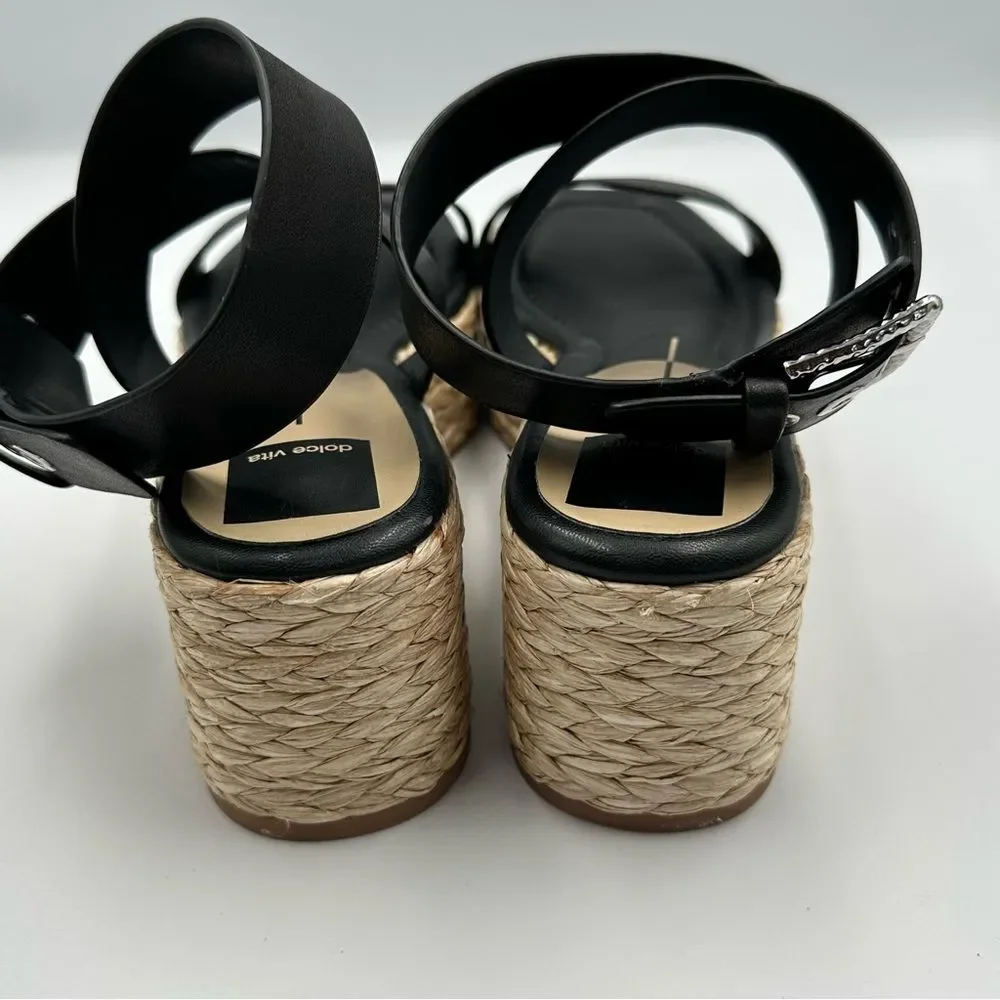 NWOB Dolce Vita Women's SZ 11 Sandals Black Leather Platform Ankle Strap Shoes